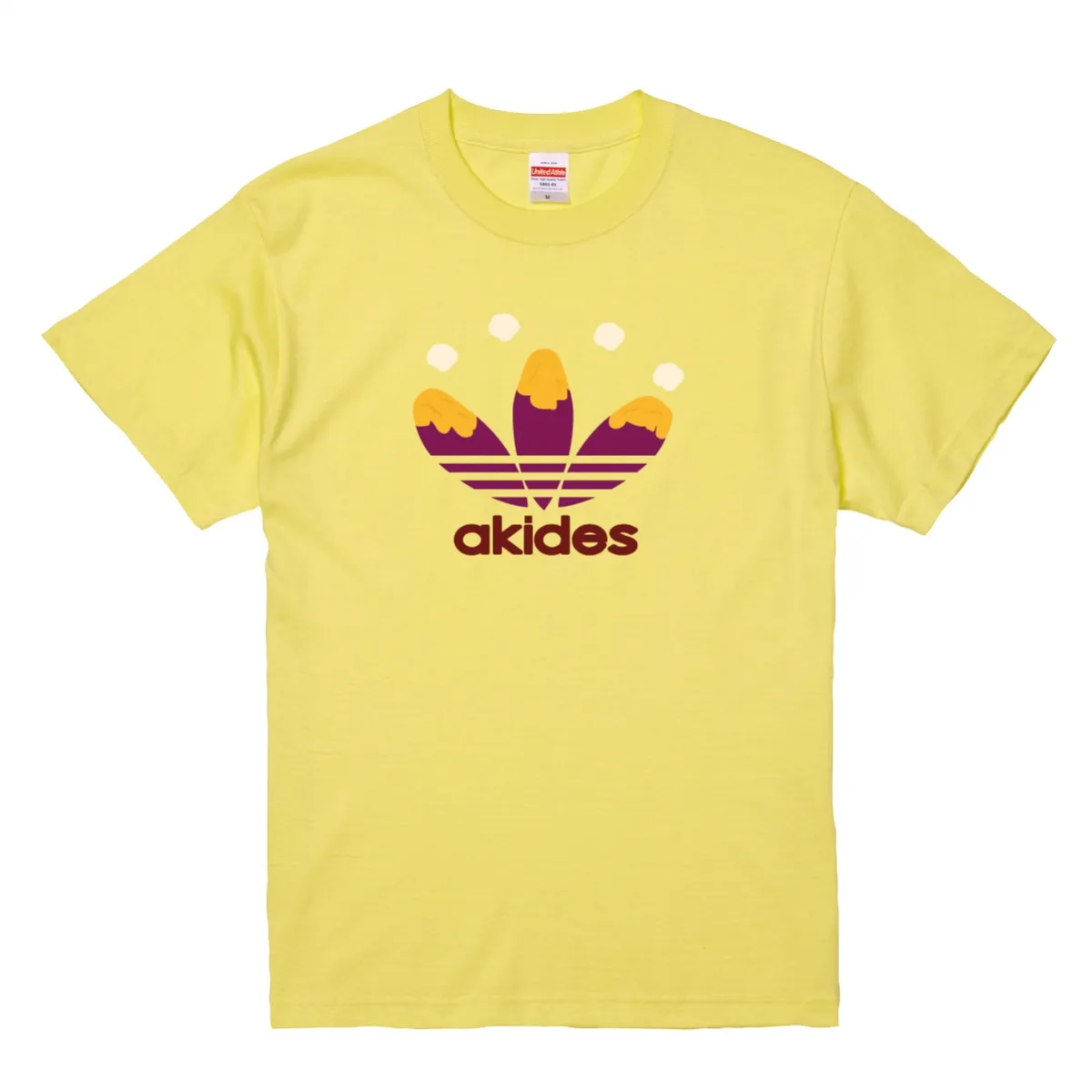 【名入れ対応】おもしろTシャツ 「akides」（ライトイエロー）