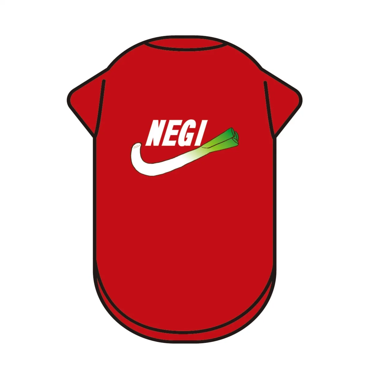 おもしろ 犬用Tシャツ「NEGI （レッド）」パロディ/ジョーク/ユニーク 【XS～7Lサイズ】