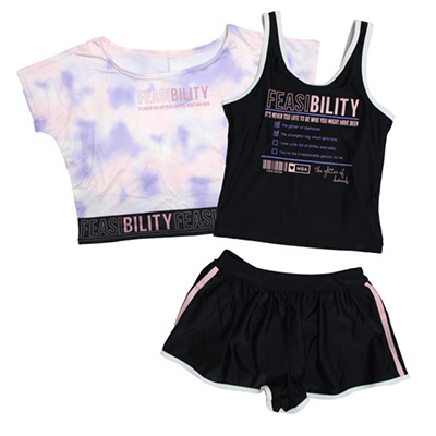 シャツ付きタンキニ水着セパレートキュロット3点セット